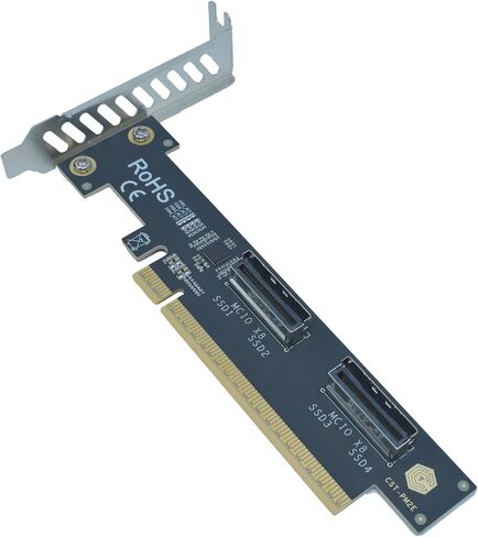 PCIe 5.0 x16 to 2 MCIO x8 Adapter Card for 4 U.2 NVMe SSD (Upward Interface) in Kuwait