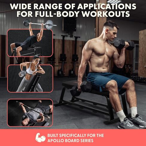 SQUATZ Apollo Board Gym، مقعد مسطح للوزن - مقعد تمرين متعدد الأغراض لجهاز Apollo Board، قابل للتعديل من 94 إلى 180 درجة مع 5 مستويات، مجموعة واسعة من التطبيقات، معدات الصالة الرياضية المنزلية in Kuwait