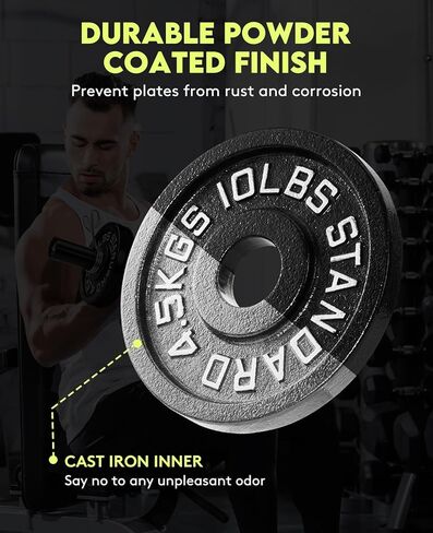 Cast Iron 2-Inch Olympic Weight Plates Set for Strength Training, Weightlifting and Crossfit in Home & Gym, Barbell Free Weight Plate Set(includes 2X2.5lb, 2X5lb,2X10lb) in Kuwait