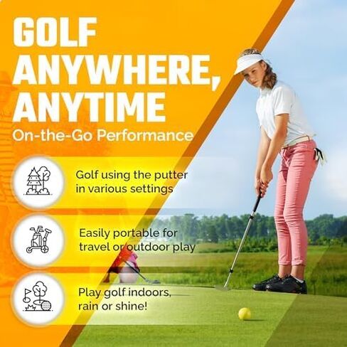 مضرب الأطفال بعمود قابل للتمديد - حجم قابل للتعديل للاعبي الجولف الصغار - اليد اليسرى واليمنى - نادي تدريب مثالي للأطفال والشباب - يتضمن 4 قطع كرات - فضي، 17 بوصة - 35 بوصة in Kuwait