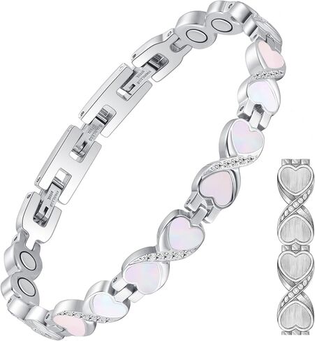 Feraco Ultra Strength Magnetic Bracelets for Women with Neodymium Therapy Magnets & Sparkling Zirconia, Adjustable with Sizing Tool in Saudi Arabia