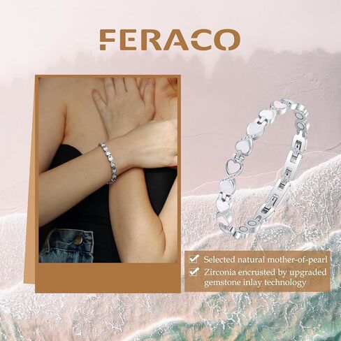 Feraco Ultra Strength Magnetic Bracelets for Women with Neodymium Therapy Magnets & Sparkling Zirconia, Adjustable with Sizing Tool in Saudi Arabia