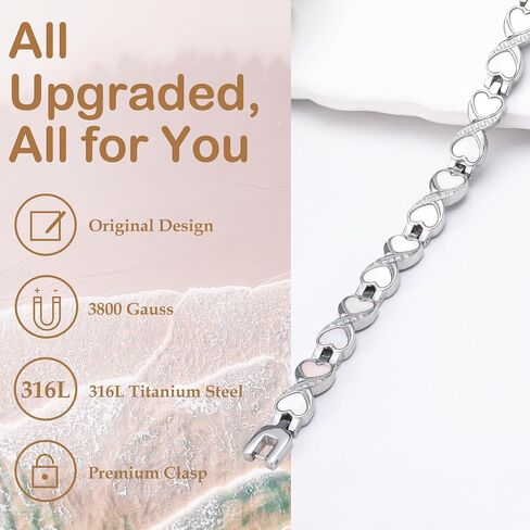 Feraco Ultra Strength Magnetic Bracelets for Women with Neodymium Therapy Magnets & Sparkling Zirconia, Adjustable with Sizing Tool in Saudi Arabia