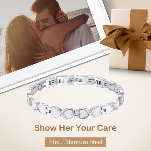 Feraco Ultra Strength Magnetic Bracelets for Women with Neodymium Therapy Magnets & Sparkling Zirconia, Adjustable with Sizing Tool in Saudi Arabia