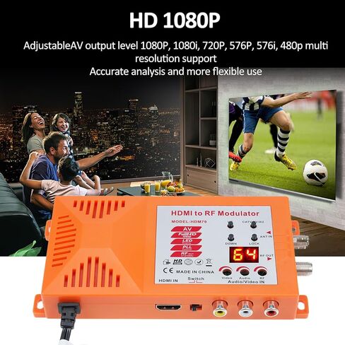 TV/ AV to RF Modulator Coaxial UHF Converter Adapter w/ & Channel Switch for Gaming Lap Blu-ray HD Digital AV Video to Talog Coax NTSC TV in Kuwait