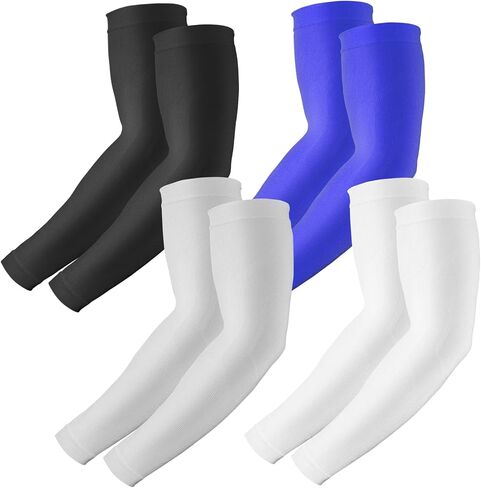 4 Pairs UV Sun Protection Arm Sleeves for Men Women, Compression Cooling Sun Sleeves - Sports - Workouts - Tattoo Cover Up - UPF 50 in Saudi Arabia