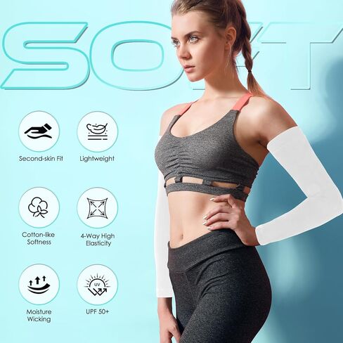 4 Pairs UV Sun Protection Arm Sleeves for Men Women, Compression Cooling Sun Sleeves - Sports - Workouts - Tattoo Cover Up - UPF 50 in Saudi Arabia