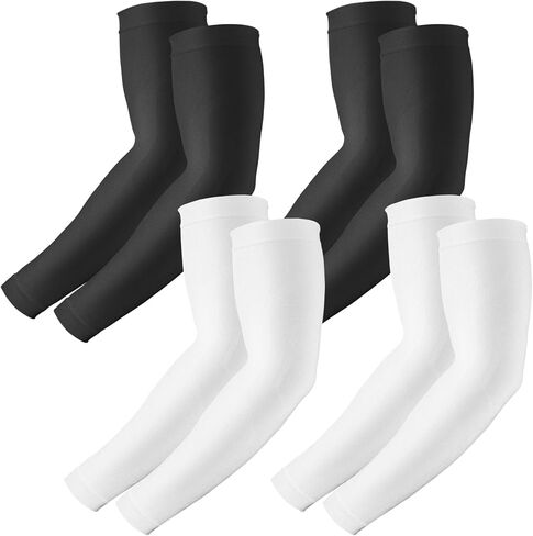 4 Pairs UV Sun Protection Arm Sleeves for Men Women, Compression Cooling Sun Sleeves - Sports - Workouts - Tattoo Cover Up - UPF 50 in Saudi Arabia