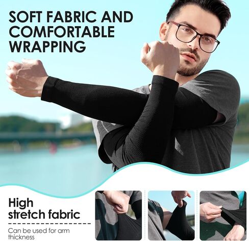 4 Pairs UV Sun Protection Arm Sleeves for Men Women, Compression Cooling Sun Sleeves - Sports - Workouts - Tattoo Cover Up - UPF 50 in Saudi Arabia