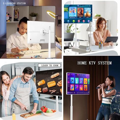 4K Portable TV 32 inches, Portable TV Monitor with Rolling Stand Portrait/Landscape Rotation, 5hrs Video Calls Portable TV (4+64G) in Saudi Arabia