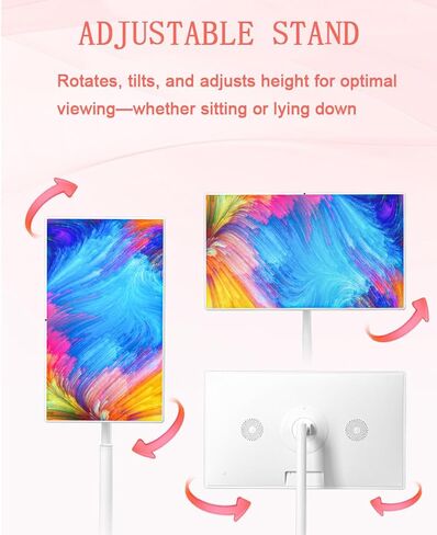 4K Portable TV 32 inches, Portable TV Monitor with Rolling Stand Portrait/Landscape Rotation, 5hrs Video Calls Portable TV (4+64G) in Saudi Arabia