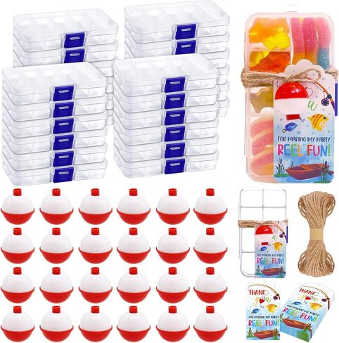 24 Set Fishing Candy Little Tackle Boxes for Birthday Party Favors with 24 Fishing Bobber 24 Thank You Cards for Making My Party Reel Fun Gone Fishing Theme Supplies Fishing Decorations (24) in Kuwait