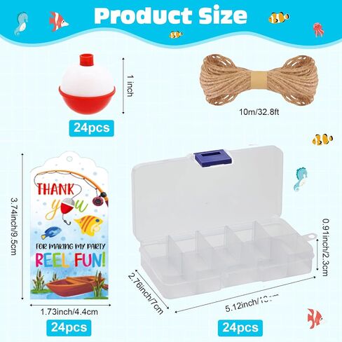 24 Set Fishing Candy Little Tackle Boxes for Birthday Party Favors with 24 Fishing Bobber 24 Thank You Cards for Making My Party Reel Fun Gone Fishing Theme Supplies Fishing Decorations (24) in Kuwait