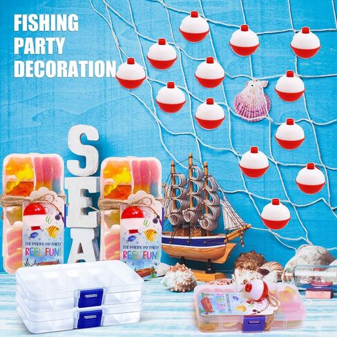 24 Set Fishing Candy Little Tackle Boxes for Birthday Party Favors with 24 Fishing Bobber 24 Thank You Cards for Making My Party Reel Fun Gone Fishing Theme Supplies Fishing Decorations (24) in Kuwait