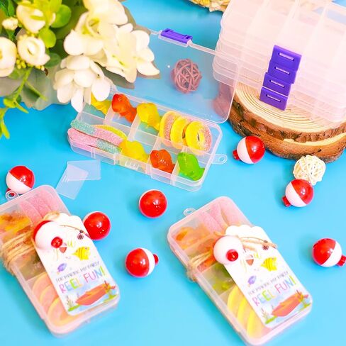 24 Set Fishing Candy Little Tackle Boxes for Birthday Party Favors with 24 Fishing Bobber 24 Thank You Cards for Making My Party Reel Fun Gone Fishing Theme Supplies Fishing Decorations (24) in Kuwait
