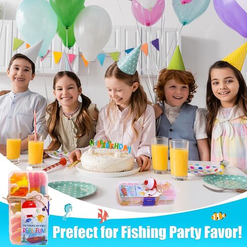 24 Set Fishing Candy Little Tackle Boxes for Birthday Party Favors with 24 Fishing Bobber 24 Thank You Cards for Making My Party Reel Fun Gone Fishing Theme Supplies Fishing Decorations (24) in Kuwait
