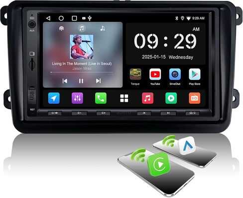 A5L 2025 Upgrade 7" Double Din Car Stereo with Wireless CarPlay & Android Auto Compatible with Toyota, Touchscreen Car Radio, Wi-Fi/BT Tethering, 24 Band EQ DSP, BT, Mirror Link, 2G+32G, FM/AUX/TF in Kuwait