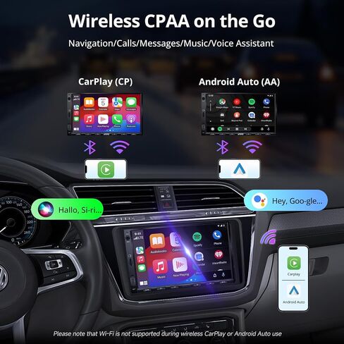 A5L 2025 Upgrade 7" Double Din Car Stereo with Wireless CarPlay & Android Auto Compatible with Toyota, Touchscreen Car Radio, Wi-Fi/BT Tethering, 24 Band EQ DSP, BT, Mirror Link, 2G+32G, FM/AUX/TF in Kuwait