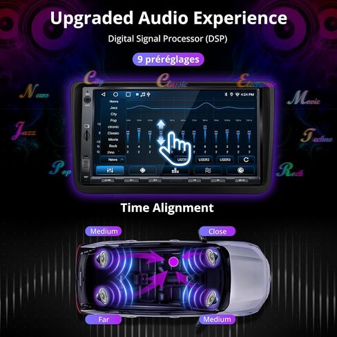 A5L 2025 Upgrade 7" Double Din Car Stereo with Wireless CarPlay & Android Auto Compatible with Toyota, Touchscreen Car Radio, Wi-Fi/BT Tethering, 24 Band EQ DSP, BT, Mirror Link, 2G+32G, FM/AUX/TF in Kuwait