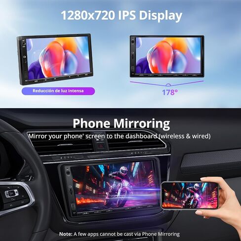 A5L 2025 Upgrade 7" Double Din Car Stereo with Wireless CarPlay & Android Auto Compatible with Toyota, Touchscreen Car Radio, Wi-Fi/BT Tethering, 24 Band EQ DSP, BT, Mirror Link, 2G+32G, FM/AUX/TF in Kuwait