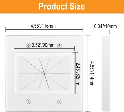2 Gang Wall Plate White 2 Pack, Silicone Cable Pass Through Wall Plate for Power Cable, Audio Video and Ethernet Cable, Speaker Wire Management | Silicone Cable Pass Through, in Wall Cable Hider for Power Cord, Audio Video and Ethernet Cable, Speaker Wire in Saudi Arabia