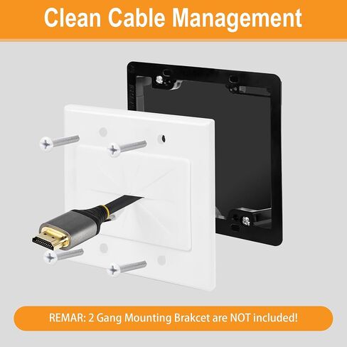 2 Gang Wall Plate White 2 Pack, Silicone Cable Pass Through Wall Plate for Power Cable, Audio Video and Ethernet Cable, Speaker Wire Management | Silicone Cable Pass Through, in Wall Cable Hider for Power Cord, Audio Video and Ethernet Cable, Speaker Wire in Saudi Arabia