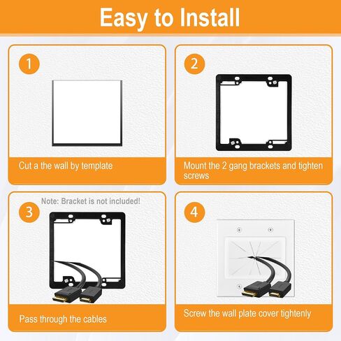 2 Gang Wall Plate White 2 Pack, Silicone Cable Pass Through Wall Plate for Power Cable, Audio Video and Ethernet Cable, Speaker Wire Management | Silicone Cable Pass Through, in Wall Cable Hider for Power Cord, Audio Video and Ethernet Cable, Speaker Wire in Saudi Arabia