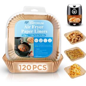 Grease & Waterproof Airfryer Liners, Non-Stick Air Fryer Liners Disposable/Reusable, Airfryer Accessory Compatible with Ninja, Tower & Cosori, 7.9" x 9.4" x 2.36", 120 pieces - ONE EMPORIUM