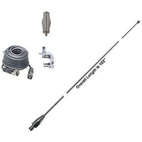 Hustler 102 Inch Whip CB Ham Houderanna Stainna Steel - 18 ft RG8X Coax - Spring & Mount
