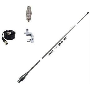 Hustler 102 Inch Whip CB Ham Antenna Stainless Steel - 18 ft Coax - Spring & Mount