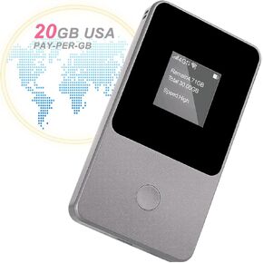 4G LTE Portable WiFi Mobile Hotspot for Travel in 160+ Countries, Mobile Hotspot Device Portable with US 20GB & Global 3GB Data 30Day, No Contract or SIM Card Required, Dual Band Pocket WiFi