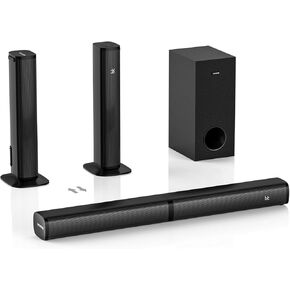 Wohome 2 in 1 Detachable Sound bar with Subwoofers, 4.1 Channel Bluetooth Sound Bar for Smart TV, Home Theater Surround Sound System, Optical, AUX, USB Input, Bass Adjust, Remote/Button Control