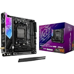ASRock AMD B850i Lightning WiFi 6E Socket AM5 Ryzen 9000/8000/7000 Series DDR5 8200+ (OC) MHz 128GB Mini ITX Motherboard M.2 SATA3 6.0 Gb/s PCIe 5.0 B850 BIOS Flashback
