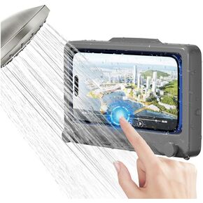 Shower Phone Holder Waterproof - 360 Rotatble Adjustable Shower iPhone Case Holder, Enhanced Touch Sensitivity & Stability, Bathroom Wall Phone Mount Stand Anti Fog Case, Washroom Accessories
