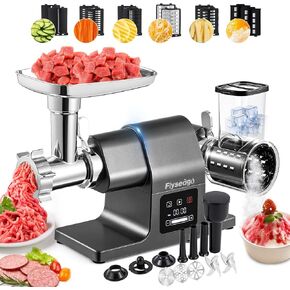 Multifunctional Meat Grinder Electric 3200w Digital Touch Control Commercial Heavy Duty Meat Grinder, Veggie Slicer, Ice Cutter Sausage Stuffers and Kubbe Kit for Household Use & Commercial
