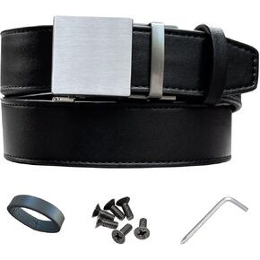 2ND AMEN Stealth CCW Black Leather Gun Belt for Men - 1.5" Concealed Carry EDC Belt with Stainless Steel Buckle