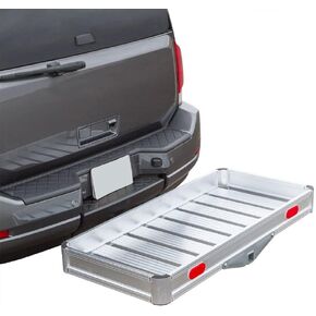 Hitch Cargo Carrier Tray Aluminum 550 lb. Capacity - Tray 49-1/8" L x 22-5/8" W x 4-3/4" H - Unique Slatted Surface Compatible with Class III or IV 2" Receivers