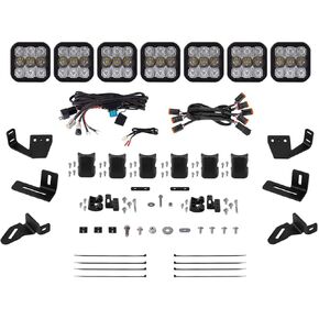 SS5 7-Pod CrossLink Lightbar Kit compatible with Prinsu/Sherpa Roof Racks, Pro White Combo