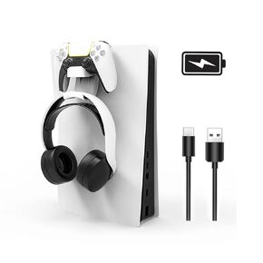 محطة شاحن شاحن شاحن PS5 ، Gamepad Controller Headphone Holder Mount