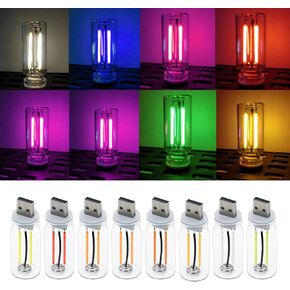 JOJOCY 8 PCS USB LED Car Interior Atmosphere Light, 8 Colors Touch Control Plug-in USB Automotive Ambient Lighting Retro Night Lamp for Car, Bedroom, Hallway, Low Power Consumption