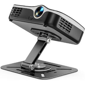 3-in-1 Projector Stand – Desk, Wall and Ceiling Mount with 1/4-Inch Thread, Foldable, Easy Setup, Height Adjustable and 360-degree Rotation Compatible with Most Projectors for Home, Office, Black