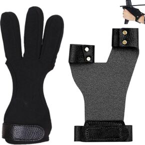 Archery Hand Guard & Glove Set: 2 Finger PU Leather Protector for Left Hand + 3 Finger Tab Glove, Non-Slip, Breathable, Comfortable, Suitable for Men & Women, Traditional & Recurve Bows