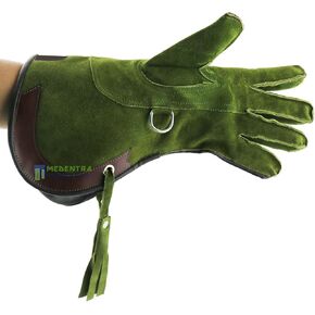 Falconry Gloves Nubuck Leather Eagle Hunting Birds Hawk Green 14" Long Cuff