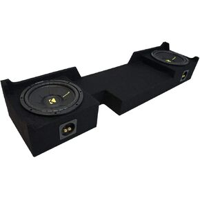 KICKER 44CWCS104 Compatible with Ford F-150 Super Crew 2004-2008 Bundle with 2X10FORD-F150-04-08 Custom Dual 10" Sub Box Enclosure Single 4 Ohm 300W RMS Subwoofers