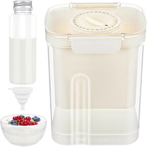 Honeydak 1650ml Greek Yogurt Strainer with Lid Yogurt Jar Maker Food Strainer Set Ultra-fine Mesh Basket Pressure Spring with Funnel Bowl Bottle for Homemade Thick Large Capacity Soybean Milk