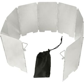 Camp Stove Windshield 9 Plates Foldable Gas Stove Windshield with Bag Windproof Screen Aluminium Alloy Wind Shield for Outdoor