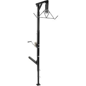 Game Hoist Kit with Winch Gambrel 400 LBS Hitch Mount Deer Hanger Adjustable Height Fit for 2 Inches Hitch Receiver Foot Base 360 Degrees Swivel Black Steel