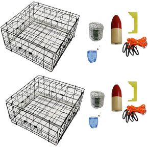 KUFA 2-Pack Vinyl Coated Crab Trap with Crabbing Accessory Kit–(S60+CAM1) X2