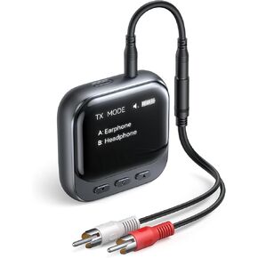 JOYROOM Bluetooth 5.4 Transmitter Receiver with OLED Display [2025 Travel Essentials] for 2 Airpods or Headphones,3.5MM AUX Jack Adapter on Flight, TV, Airplane, Car Stereo, 400mAh- 30H Battery Life