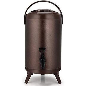 Stainless Milk Bucket Insulated Hot Milk Tea Barrel Stainles Steel Insulated Beverage Dispenser with Spigot 20-Hour Hot and Cold Insulation(Brass 8L)